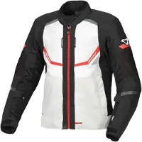 Macna Tondo wasserdichte Motorrad Textiljacke, hellgrau/schwarz/rot, S