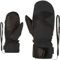 Ziener Fäustlinge "GETTERO-Z AQUASHIELD lavalan", Herren, Gr. 8, schwarz (grau iron tec), Materialmix, Handschuhe Fäustlinge, wasser- und winddicht, atmungsaktiv, Wollwattierung, Lederinnenhand