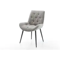 DELIFE Esszimmerstuhl Taimi-Flex Strukturstoff Soft Grau 4-Fuß konisch Schwarz
