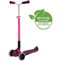 Globber ACE LIGHTS – Tretroller Kinder Teenager, 125/80 mm, ABEC 9, 3-rädrig, höhenverstellbar, LED-Leuchtrollen, pink