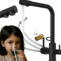 Granitan - Küchenarmatur - Spültischarmatur - schwenkbar - Schwarz - FLOW