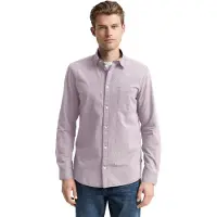Tom Tailor Langarmhemd , Herren, Gr. L, N-Gr, rot stripe, Web, Obermaterial: 100% Baumwolle, Strukturmuster, unifarben, slim fit normal, Manschette, Hemden Langarmhemd, mit Brust Tasche