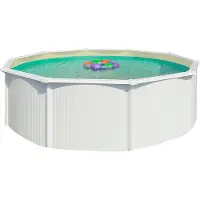 Kwad Rundpool "Green line Evolution", beige (weiß, innen: sand), H:132cm Ø:360cm, Schwimmbecken, Rundpool, 3,6x1,32 weiß Folie in blau, sand oder grau erhältlich
