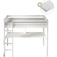 Sunny Sil Hochbett aus Holz mit Schreibtisch in Weiß | Kinderbett Mit Matratze | Einzelbett mit Treppe in 208 x 100,5 x 172 cm | Für Matratzengröße: