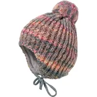 Maximo Strickmütze , Jungen, Gr. 47, bunt (graubunt), Strick, Materialmix, mehrfarbig, Mützen Strickmütze, Wollanteil, gefüttert, zum Binden, mit Bommel