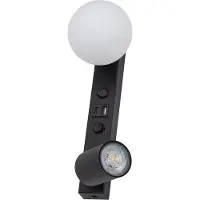 TK Lighting Wandleuchte Vox, schwarz, Glas, Breite 35 cm, USB