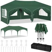 Woltu Pavillon, mit Seitenwänden, wasserabweisend UV-Schutz, grün