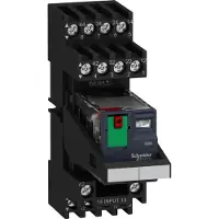 Schneider Electric RXM4AB1P7PVM Miniaturrelais 4W 6A 230VAC Prüftaste Sockel komb. Bügel Schild montiert - 30 Stück
