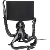 Kare Tischleuchte Octopus, schwarz, Textil, Höhe 47 cm
