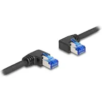DeLOCK RJ45 Netzwerkkabel Cat.6A S/FTP rechts / links gewinkelt 3 m schwarz, 3 m, Cat6a, S/FTP (S-STP), RJ-45, RJ-45, Schwarz