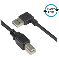 Alcasa Anschlusskabel USB 2.0 EASY Stecker A an Stecker B, gewinkelt, schwarz, 2m, (2510-EU02W)