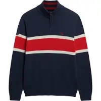 Superdry für Herren. M6110709A Strickpullover mit halbem Reißverschluss Stripe marineblau (XXL), Lässig, Baumwolle