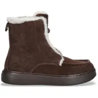 Twinset für Damen. 252TGT01C Braune Confy-Stiefel aus Leder (38), Wohnung, Schnürsenkel, Lässig