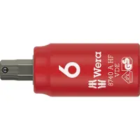Wera 8740 A VDE HF Zyklop Bitnuss, isoliert, mit 1/4 zoll-Antrieb, mit Haltefunktion für Innensechskantschrauben, 6 x 45 mm - 05005903001