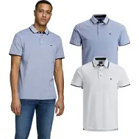 Jack & Jones Poloshirt "Poloshirt JJEPAULOS POLO 2PK 2er Pack", Herren, Gr. M, weiß (weiß, blau), Obermaterial: 100% Baumwolle CO., Shirts Poloshirt