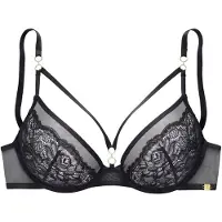 Jette Bügel-BH , Damen, Gr. 75, Cup C, schwarz, Spitze, Obermaterial: 90% Polyamid, 10% Elasthan, BHs Bügel-BH, mit aufregenden Ring- und Bänderdetails, sexy Dessous, Reizwäsche