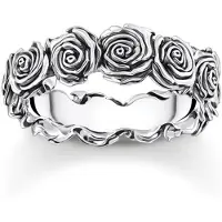 Thomas Sabo Fingerring "Ring Midnight Rose" Gr. 60, silber (silberfarben), Fingerringe, Damen, 60, Silber 925 (recycelt), 5,5mm, Fingerring