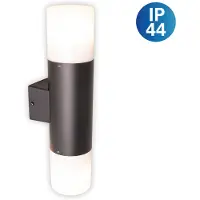 Näve Außenwandleuchte "TORCIA" H: 32cm schwarz, Außenwandlampe im Modern Style, aus Metall und Kunststoff in schwarz, 32 cm hoch, Ø 7,6 cm, 10,5 cm tief, E27