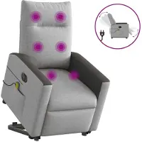 vidaXL Massagesessel mit Aufstehhilfe Elektrisch Wolkengrau Stoff