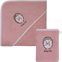 Wörner Handtuch Set WÖRNER "Igel rosa Kapuzenbadetuch 100/100 mit Waschhandschuh", rosa, 2 Stk., Frottier, Frottier, Obermaterial: 100% Baumwolle, Handtücher, Handtuch Set, mi süßer Igelstickerei
