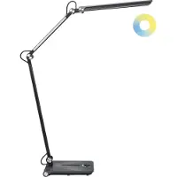 Beliani LED-Schreibtischlampe Grau Dimmbar Verstellbarer Arm 3 Farbtemperaturmodi Modern Büro Homeoffice Schreibtischleuchte Arbeitsleuchte