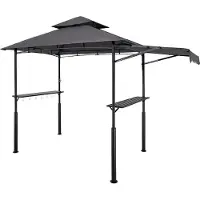 StarTech.com Grillpavillon 2430x1500x500mm - Außengrill Überdachung - 2-stufige BBQ-Gazebo-Überdachung - Gartenpavillon mit Doppeldach & verstärkten Stützbeinen - Markise für Terrasse, Hof & Garten