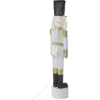 Beliani Outdoor LED Weihnachtsbeleuchtung Gold / Weiß Metall 152 cm Nussknacker mit Stromanschluss zum Aufstellen für Innen und Außen Deko