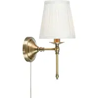 Markslöjd Wandlampe Manor, weiß/messingfarben, Höhe 40 cm Stoff/Metall