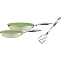 GSW Pfannen-Set "CERAMICA color" Aluminium Set, 1x Bratpfanne Ø 24 cm, 1x Bratpfanne Ø 28 cm, 3 Stk. tlg. Induktion