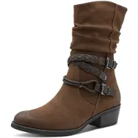 Marco Tozzi Damen Stiefelette geraffter Schaft Zierbänder 2-25316-41, Größe:37 EU, Farbe:Braun
