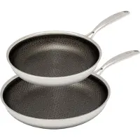 Hensslers Pfannen-Set , silber (edelstahlfarben), Ø:28cm, Pfannen, Pfannen-Set, 3-Schicht Material, Wabenstruktur und Antihaftbeschichtung, Induktion