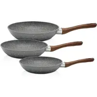 Kruger Pfannen-Set KRÜGER "Nevada", grau, Pfannen, Pfannen-Set, Soft-Touch-Griff, Ø 20/24/28 cm, Induktion