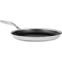 Hensslers Crêpepfanne "Crêpe- und Frühstückspfanne 26 cm", silber (silberfarben), B:27,5cm H:3cm L:46,5cm Ø:26cm, Pfannen, Crêpepfanne, Omlet-Pfanne mit Wabenstruktur