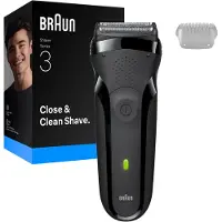 Braun Series 3 300S, Folienschaber, Schwarz, 2 SensoFoil, Tasten, Batterie, Integrierte Batterie