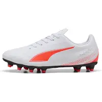 Puma Fußballschuh "VITORIA II FG/AG", Herren, Gr. 42, Textil, weiß (weiß, glowing rot), Synthetik, Schuhe Fußballschuh, für Rasen- und Kunstrasenplätze, mit Schnürung, aus Synthetik