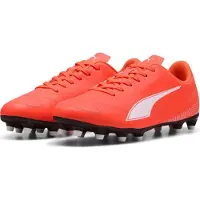 Puma Fußballschuh "VITORIA II FG/AG", Herren, Gr. 46,5, Textil, weiß (glowing rot, weiß), Synthetik, Schuhe Fußballschuh, für Rasen- und Kunstrasenplätze, mit Schnürung, aus Synthetik