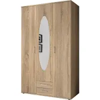 Die Möbelfundgrube Kleiderschrank mit Spiegel 120 cm Sonoma Eiche - 3-türig - PAUL