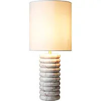 SalesFever Tischleuchte Marmor/Leinen Beige