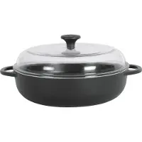 Küchenprofi Bauernpfanne mit Glasdeckel PROVENCE, 3,25 l, Schwarz, Keramik, Gas, Halogen, Induktion, Versiegelte Platte, Eisenguss, Schwarz, Eisenguss