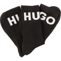 HUGO Freizeitsocken UNDERWEAR "3P QS ICONIC CC 1", Herren, Gr. 43-46, schwarz (schwarz 001), Baumwollmischung, elastisch, Socken Freizeitsocken, mit Logostickerei in Kontrastfarbe