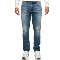 Indicode Straight-Jeans "INValoy", Herren, Gr. 33, Länge 32, blau (clear mid blau), Denim/Jeans, Obermaterial: 99% Baumwolle, 1% Elasthan, Abriebeffekte, regular fit, Jeans Straight-Jeans