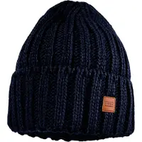 Maximo Strickmütze , Jungen, Gr. 55/57, blau (navy), Strick, Wollmischung, unifarben, Mützen Strickmütze, Breiter Umschlag, Grobstrick, gefüttert