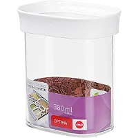 EMSA OPTIMA Trockenvorratsdose, Box, Rechteckig, 0,38 l, Transparent, Weiß, Styrol-Methylmethacrylat (MS), Thermoplastisches Elastomer (TPE), China