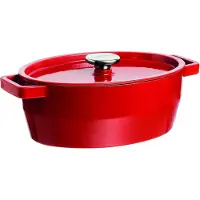 Pyrex SC5AC29/5141 Cocotte Ovale 29 CM Rouge (3,8L)SLOW COOK Gusseisen/Gussaluminium-Kochtopf inkl. Deckel, 29 cm max. Durchmesser, Induktionsherd-geeignet