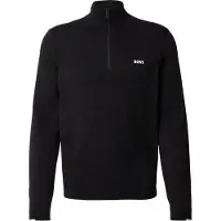 BOSS für Herren. 50541965 Pullover mit Stehkragen und halbem Reißverschluss, schwarz (S), Lässig, Baumwolle
