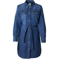 Pepe Jeans für Damen. PL95376845A0 Blaues Denim-Hemdblusenkleid (L), Lässig, Baumwolle, Langarm
