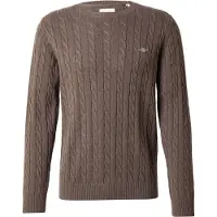 Gant für Herren. 8050601 Pullover mit Rundhalsausschnitt und Zopfmuster aus brauner Baumwolle (XL), Lässig