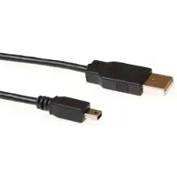 Intronics USB 2.0 cable, A - 5 pin Mini B 5.0m, 5 m, USB A, Mini-USB B, Männlich/Männlich, Schwarz
