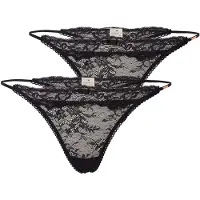 Dorina String "Origins-2PP", Damen, Gr. S, Spitze, schwarz (schwarz, schwarz), Spitze, Obermaterial: 85% Polyamid, 15% Elasthan, körpernah, Unterhosen String
