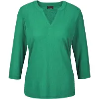 Goldner Kurzarmshirt "Modisches 3/4-Arm-Oberteil", Damen, Gr. 48, grün, Obermaterial: 80% Polyester PES. 20% Viskose CV., Basic, V-Ausschnitt, Tubular, Shirts Kurzarmshirt, Flammen-Optik